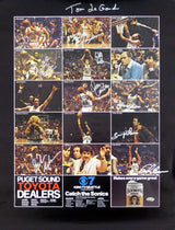 1978-79 NBA Champions Seattle Supersonics Autographed 17x22 Poster Photo With 9 Total Signatures Including Fred Brown & Lenny Wilkens MCS Holo #51052