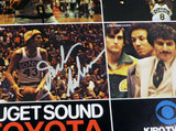 1978-79 NBA Champions Seattle Supersonics Autographed 17x22 Poster Photo With 9 Total Signatures Including Fred Brown & Lenny Wilkens MCS Holo #51051