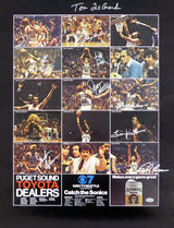 1978-79 NBA Champions Seattle Supersonics Autographed 17x22 Poster Photo With 9 Total Signatures Including Fred Brown & Lenny Wilkens MCS Holo #51047