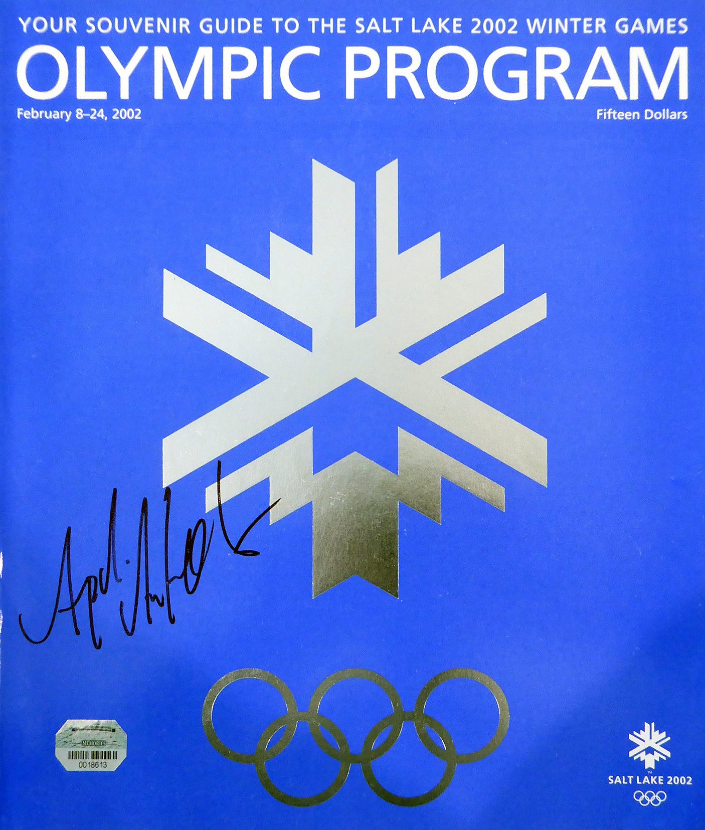 Apolo Ohno Autographed Official 2002 Winter Games Olympic Program Team USA Salt Lake City MM Holo #18613