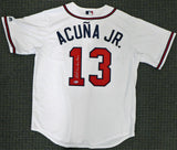 Atlanta Braves Ronald Jose Acuna Blanco Jr. Autographed Majestic Cool Base White Jersey Size L "Full Name" Beckett BAS Stock #190027