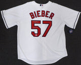 Cleveland Indians Shane Bieber Autographed White Nike Jersey Size XL "Go Tribe" Beckett BAS Stock #190030