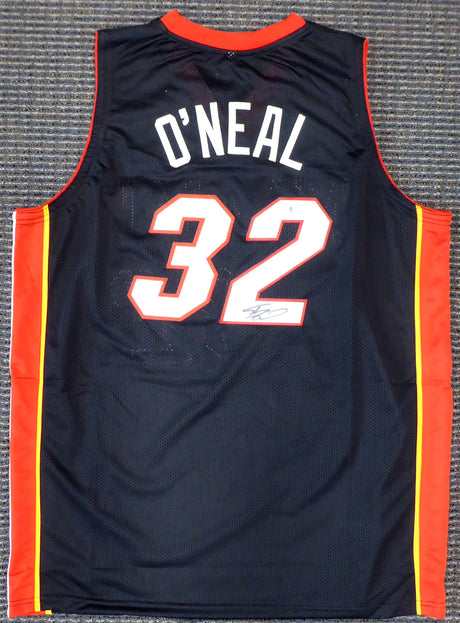 Miami Heat Shaquille Shaq O'Neal Autographed Black Jersey On 2 Beckett BAS Stock #191016