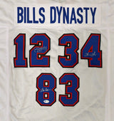 Buffalo Bills Team Greats Autographed White Jersey With 3 Signatures Including Jim Kelly, Thurman Thomas & Andre Reed Beckett BAS Stock #191973