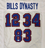 Buffalo Bills Team Greats Autographed White Jersey With 3 Signatures Including Jim Kelly, Thurman Thomas & Andre Reed Beckett BAS Stock #191973