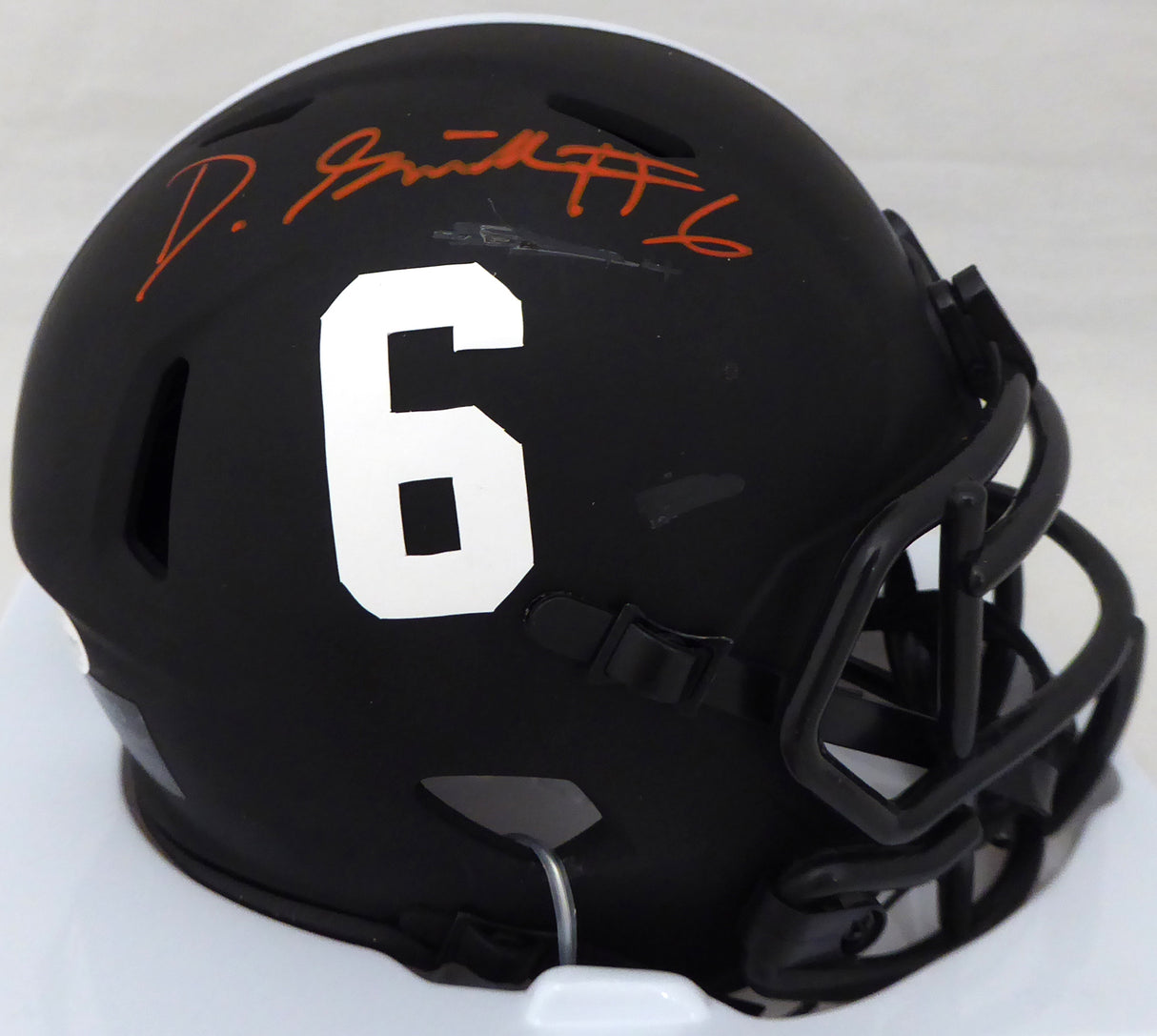 DeVonta Smith Autographed Alabama Crimson Tide Eclipse Black Speed Mini Helmet (Scratch) Beckett BAS #WG74402