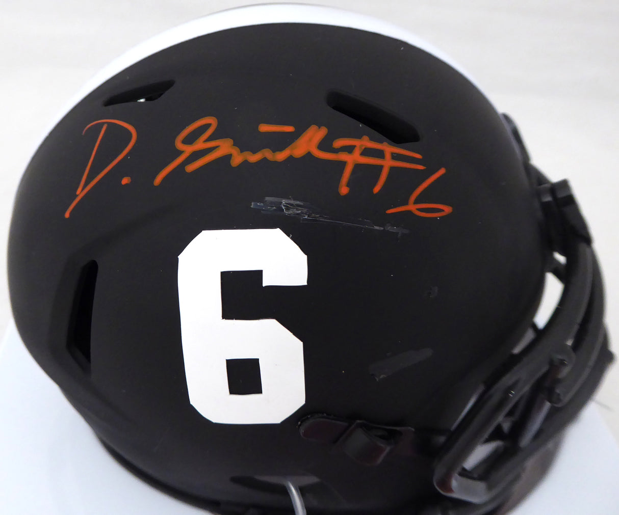 DeVonta Smith Autographed Alabama Crimson Tide Eclipse Black Speed Mini Helmet (Scratch) Beckett BAS #WG74402
