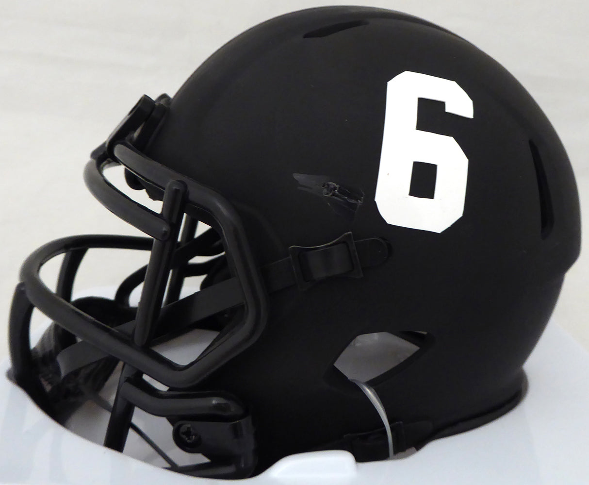 DeVonta Smith Autographed Alabama Crimson Tide Eclipse Black Speed Mini Helmet (Scratch) Beckett BAS #WG74402