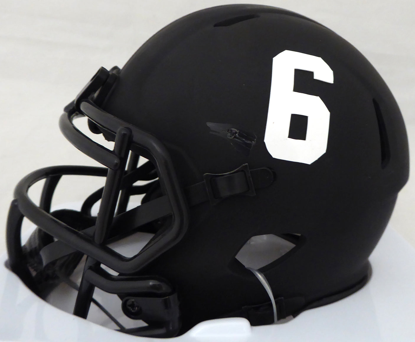 DeVonta Smith Autographed Alabama Crimson Tide Eclipse Black Speed Mini Helmet (Scratch) Beckett BAS #WG74402