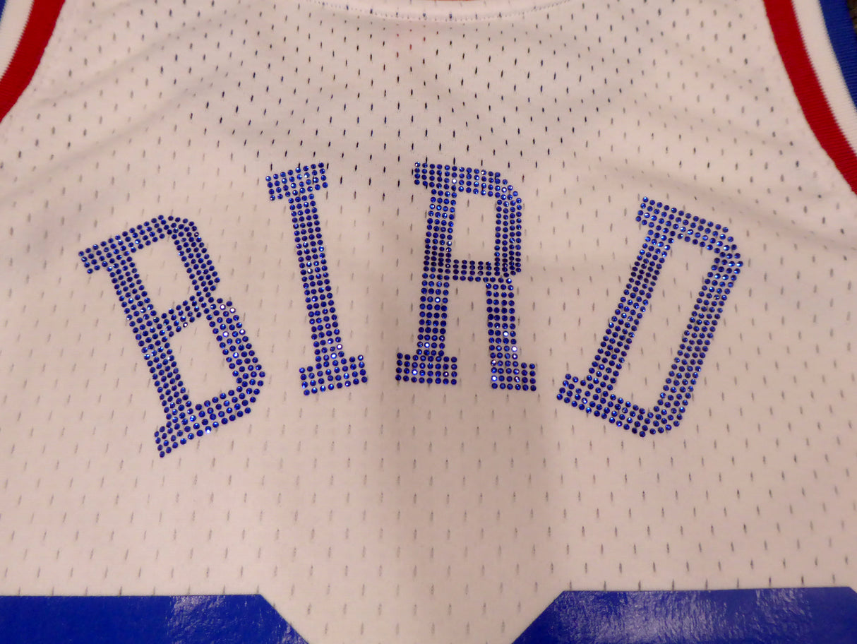Boston Celtics Larry Bird Autographed White Mitchell & Ness 1988 All Star Game Rhinestone Swingman Jersey Size XL (Smudged) Beckett BAS #WA54224