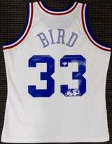 Boston Celtics Larry Bird Autographed White Mitchell & Ness 1988 All Star Game Rhinestone Swingman Jersey Size L (Smudged) Beckett BAS #WA54235