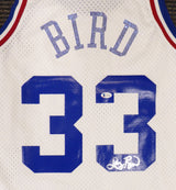 Boston Celtics Larry Bird Autographed White Mitchell & Ness 1988 All Star Game Rhinestone Swingman Jersey Size L (Smudged) Beckett BAS #WA54235