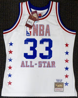 Boston Celtics Larry Bird Autographed White Mitchell & Ness 1988 All Star Game Rhinestone Swingman Jersey Size L (Smudged) Beckett BAS #WA54235