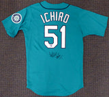 Seattle Mariners Ichiro Suzuki Autographed Teal Majestic Jersey Size M IS Holo SKU #193820