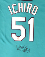 Seattle Mariners Ichiro Suzuki Autographed Teal Majestic Jersey Size M IS Holo SKU #193820