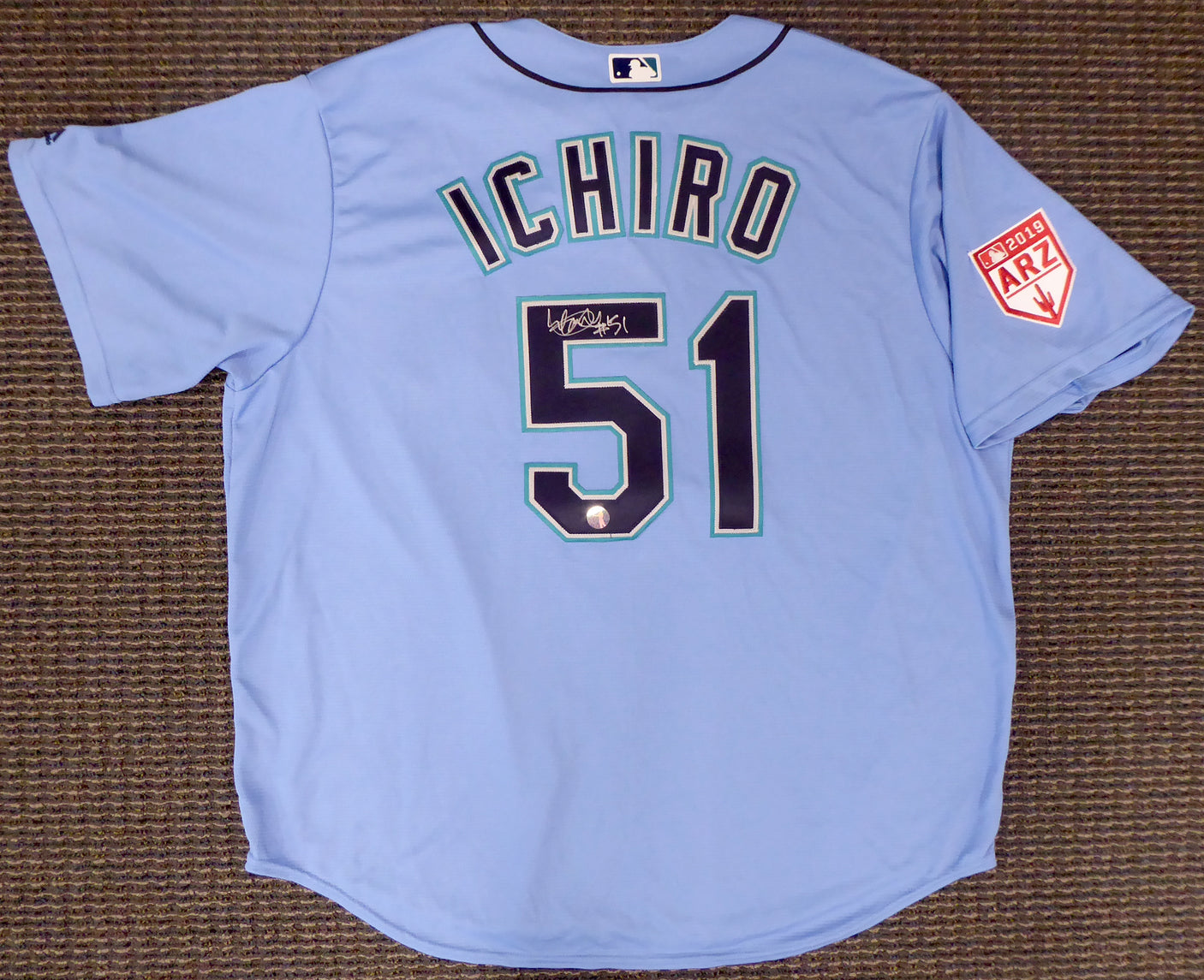 Seattle Mariners Ichiro Suzuki Autographed Blue Majestic 2019 Spring Training Jersey Size XXL IS Holo SKU #193828820
