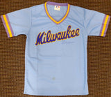 Milwaukee Brewers Harvey Kuenn Autographed Blue Jersey (Stain) PSA/DNA #V11068