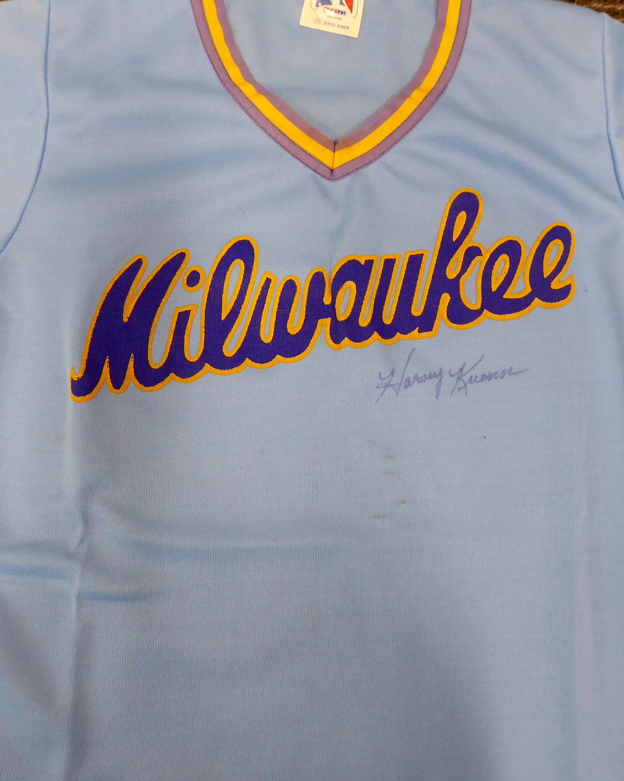 Milwaukee Brewers Harvey Kuenn Autographed Blue Jersey (Stain) PSA/DNA #V11068