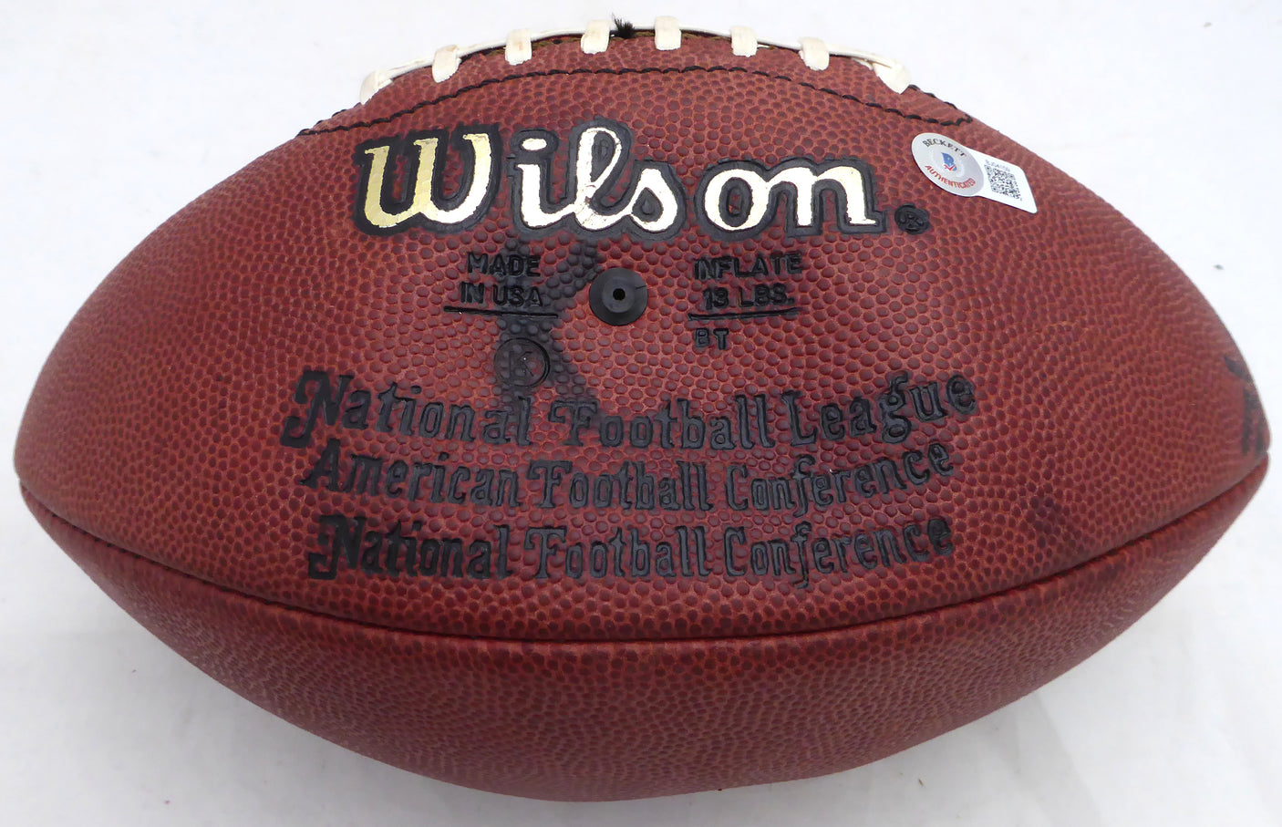 Az-Zahir Hakim Autographed NFL Leather Football St. Louis Rams (Flat) Beckett BAS QR #BJ04159