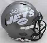 Joe Namath Autographed New York Jets Full Size Flash Speed Replica Helmet Beckett BAS QR #WI75062