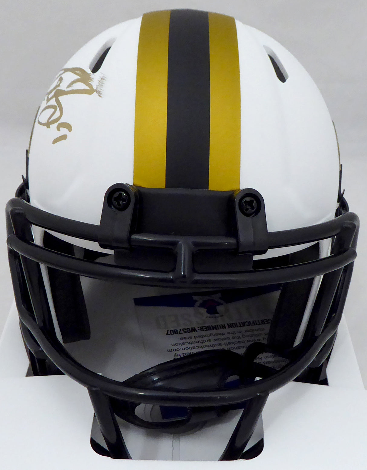 Drew Brees Autographed New Orleans Saints Lunar Eclipse White Speed Mini Helmet (Smudged) Beckett BAS #WG57807