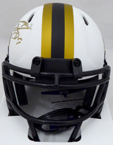 Drew Brees Autographed New Orleans Saints Lunar Eclipse White Speed Mini Helmet (Smudged) Beckett BAS #WG57807