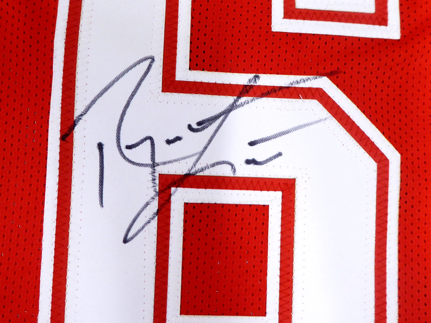 Washington State Cougars Ryan Leaf Autographed Red Jersey Beckett BAS QR Stock #193979
