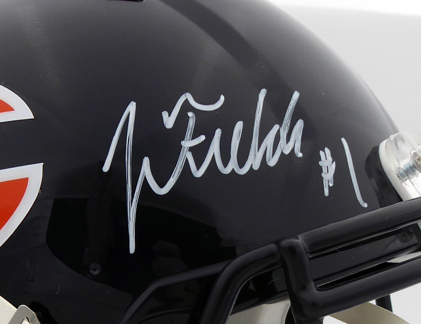 Justin Fields Autographed Chicago Bears Blue Full Size Authentic Speed Helmet Beckett BAS QR Stock #194774
