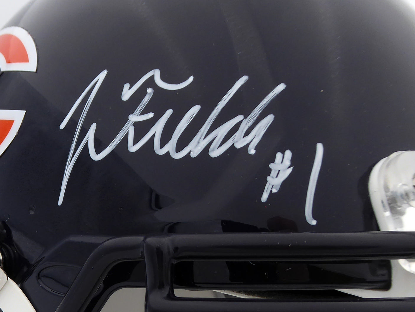 Justin Fields Autographed Chicago Bears Blue Full Size Authentic Speed Helmet Beckett BAS QR Stock #194774