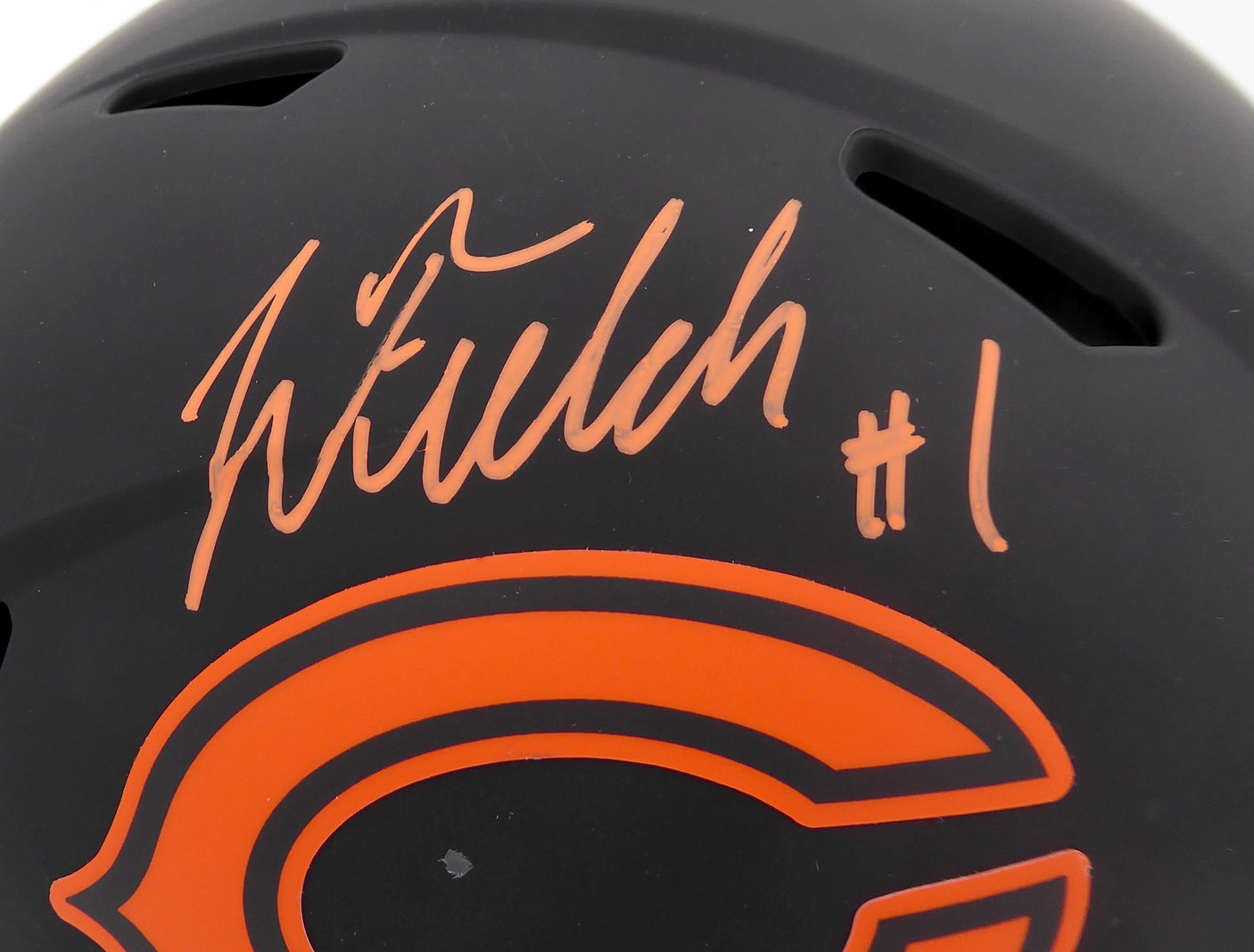 Justin Fields Autographed Chicago Bears Eclipse Black Full Size Authentic Speed Helmet Beckett BAS QR Stock #194775