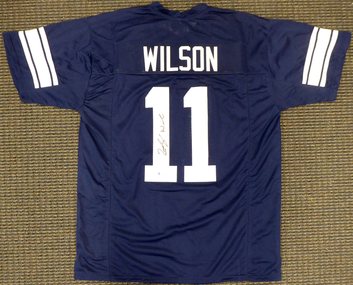 BYU Cougars Zach Wilson Autographed Blue Jersey Beckett BAS Stock #195159