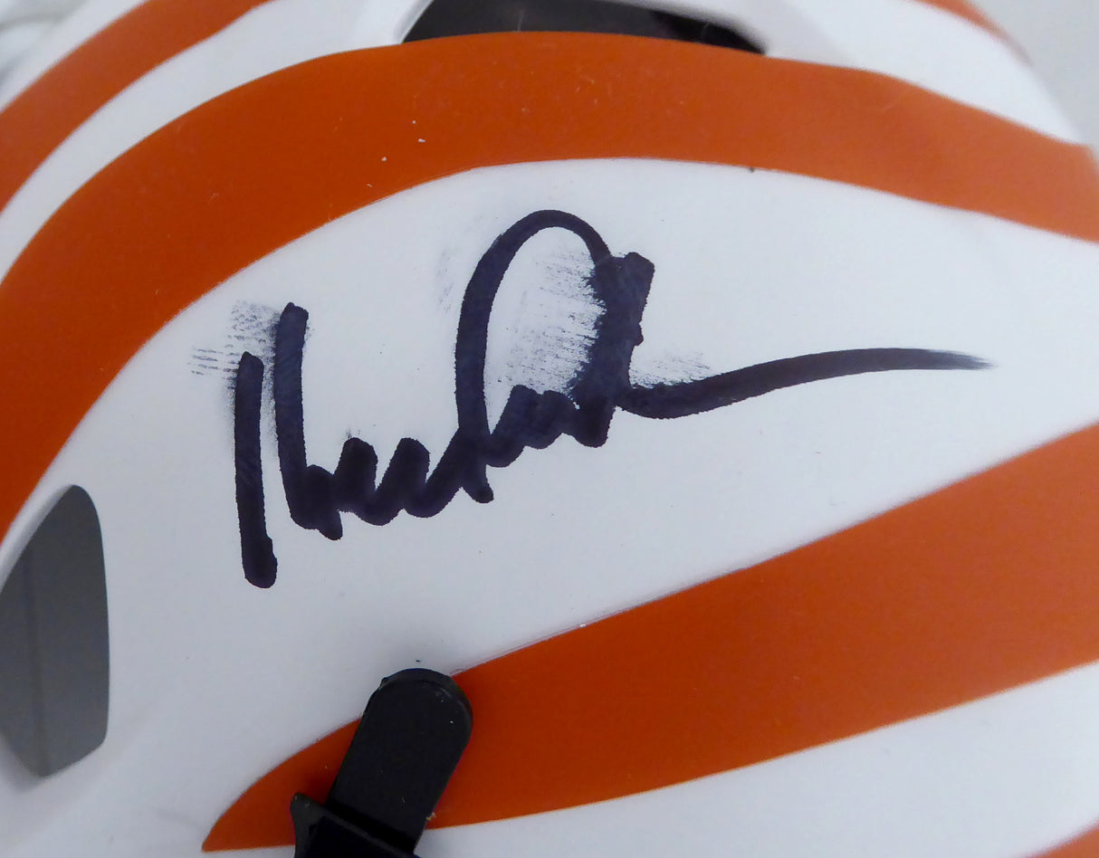 Ken Anderson Autographed Cincinnati Bengals White Lunar Eclipse Speed Mini Helmet (Smudged) Beckett BAS QR #WL89462
