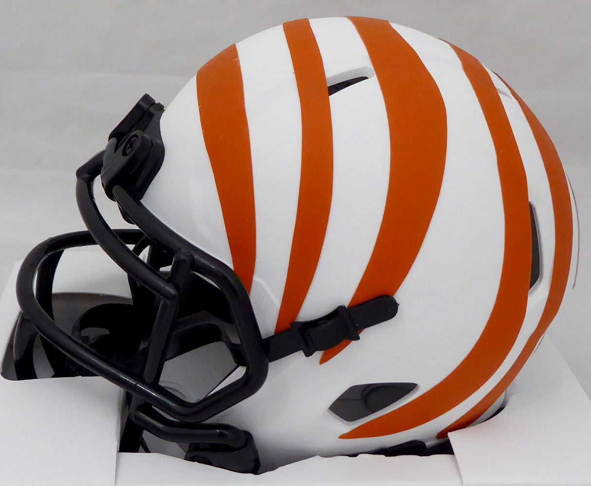Ken Anderson Autographed Cincinnati Bengals White Lunar Eclipse Speed Mini Helmet (Smudged) Beckett BAS QR #WL89462