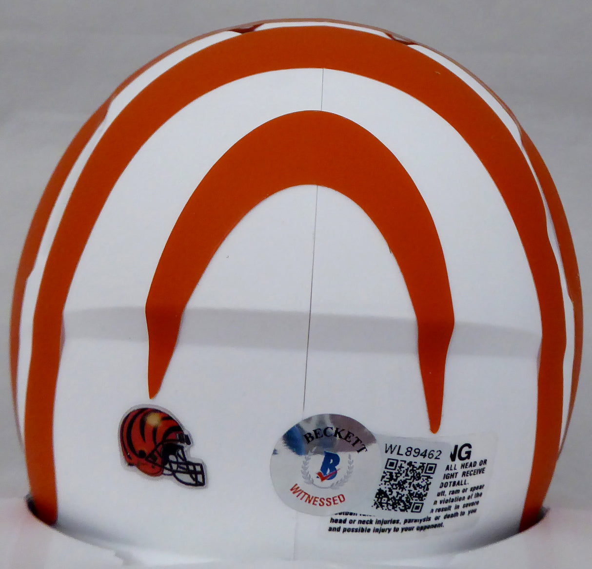 Ken Anderson Autographed Cincinnati Bengals White Lunar Eclipse Speed Mini Helmet (Smudged) Beckett BAS QR #WL89462