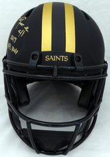 Alvin Kamara Autographed New Orleans Saints Eclipse Black Full Size Authentic Speed Helmet "2017 NFL ROY" (Light Auto) Beckett BAS QR #WJ58346