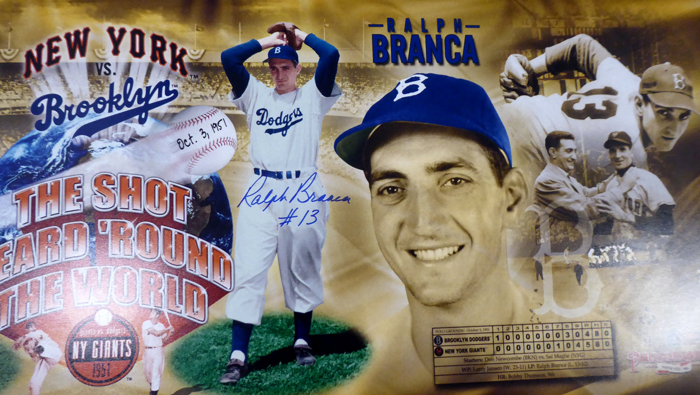 Bobby Thomson & Ralph Branca Autographed 12x36 Panoramic Photo The Shot Heard 'Round The World PSA/DNA Stock #9073