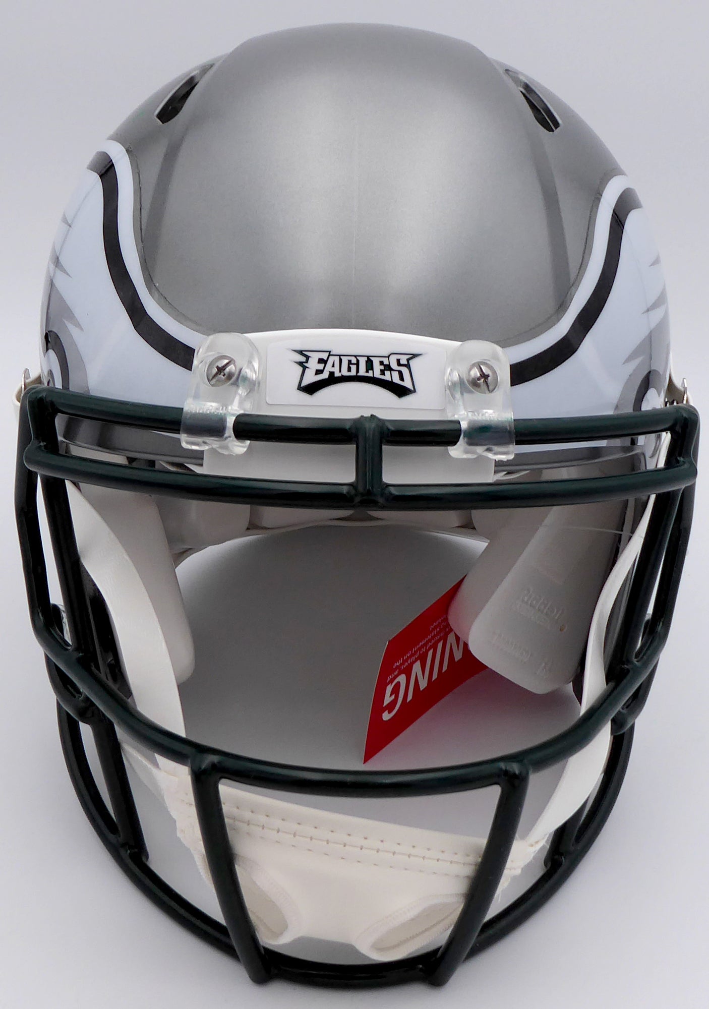 DeVonta Smith Autographed Philadelphia Eagles Flash Silver Full Size Authentic Speed Helmet "Fly, Eagles, Fly" (Smudged) Beckett BAS QR #WN30088