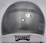 DeVonta Smith Autographed Philadelphia Eagles Flash Silver Full Size Authentic Speed Helmet "Fly, Eagles, Fly" (Smudged) Beckett BAS QR #WN30088