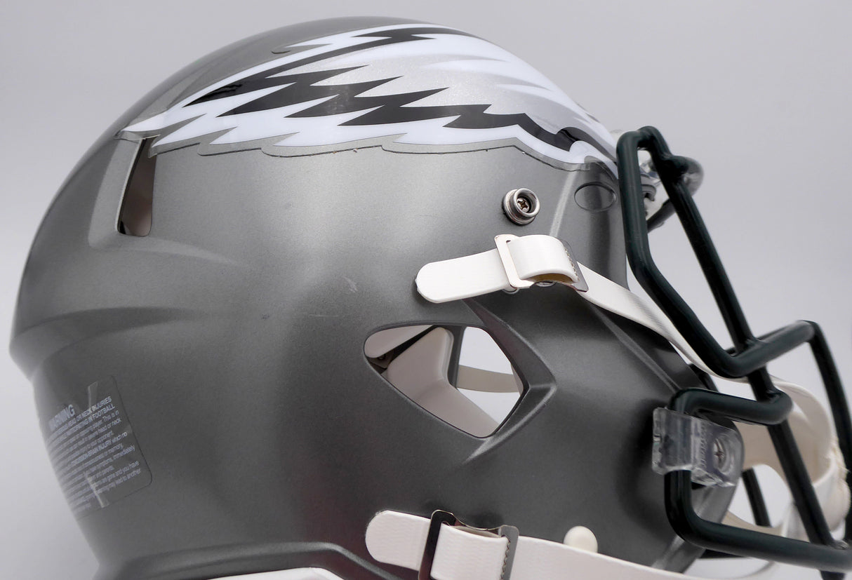 DeVonta Smith Autographed Philadelphia Eagles Flash Silver Full Size Authentic Speed Helmet (Scuff) Beckett BAS QR #WN30215
