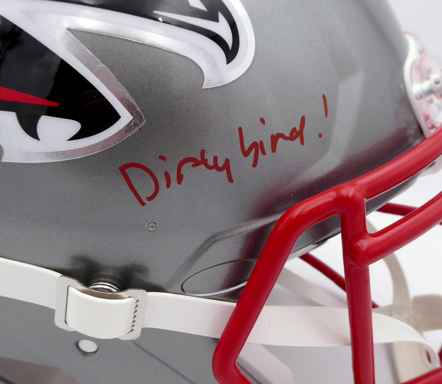 Kyle Pitts Autographed Atlanta Falcons Flash Silver Full Size Authentic Speed Helmet "Dirty Bird" (Decal Bubble) Beckett BAS QR #WL25813