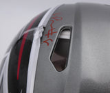 Kyle Pitts Autographed Atlanta Falcons Flash Silver Full Size Authentic Speed Helmet "Dirty Bird" (Decal Bubble) Beckett BAS QR #WL25813