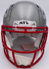 Kyle Pitts Autographed Atlanta Falcons Flash Silver Full Size Authentic Speed Helmet "Dirty Bird" (Decal Bubble) Beckett BAS QR #WL25813