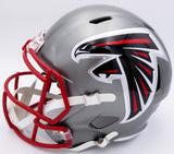 Kyle Pitts Autographed Atlanta Falcons Flash Silver Full Size Replica Speed Helmet (Decal Bubble) Beckett BAS QR #WL43913