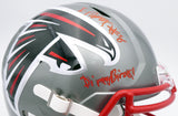 Kyle Pitts Autographed Atlanta Falcons Flash Silver Full Size Replica Speed Helmet "Dirty Bird!" (Smudge) Beckett BAS QR #WL25762
