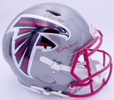 Kyle Pitts Autographed Atlanta Falcons Flash Silver Full Size Authentic Speed Helmet "Dirty Bird" (Smudge) Beckett BAS QR #WL25812