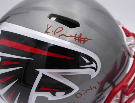 Kyle Pitts Autographed Atlanta Falcons Flash Silver Full Size Authentic Speed Helmet "Dirty Bird" (Smudge) Beckett BAS QR #WL25812
