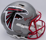 Kyle Pitts Autographed Atlanta Falcons Flash Silver Full Size Authentic Speed Helmet "Dirty Bird" (Smudge) Beckett BAS QR #WL25816