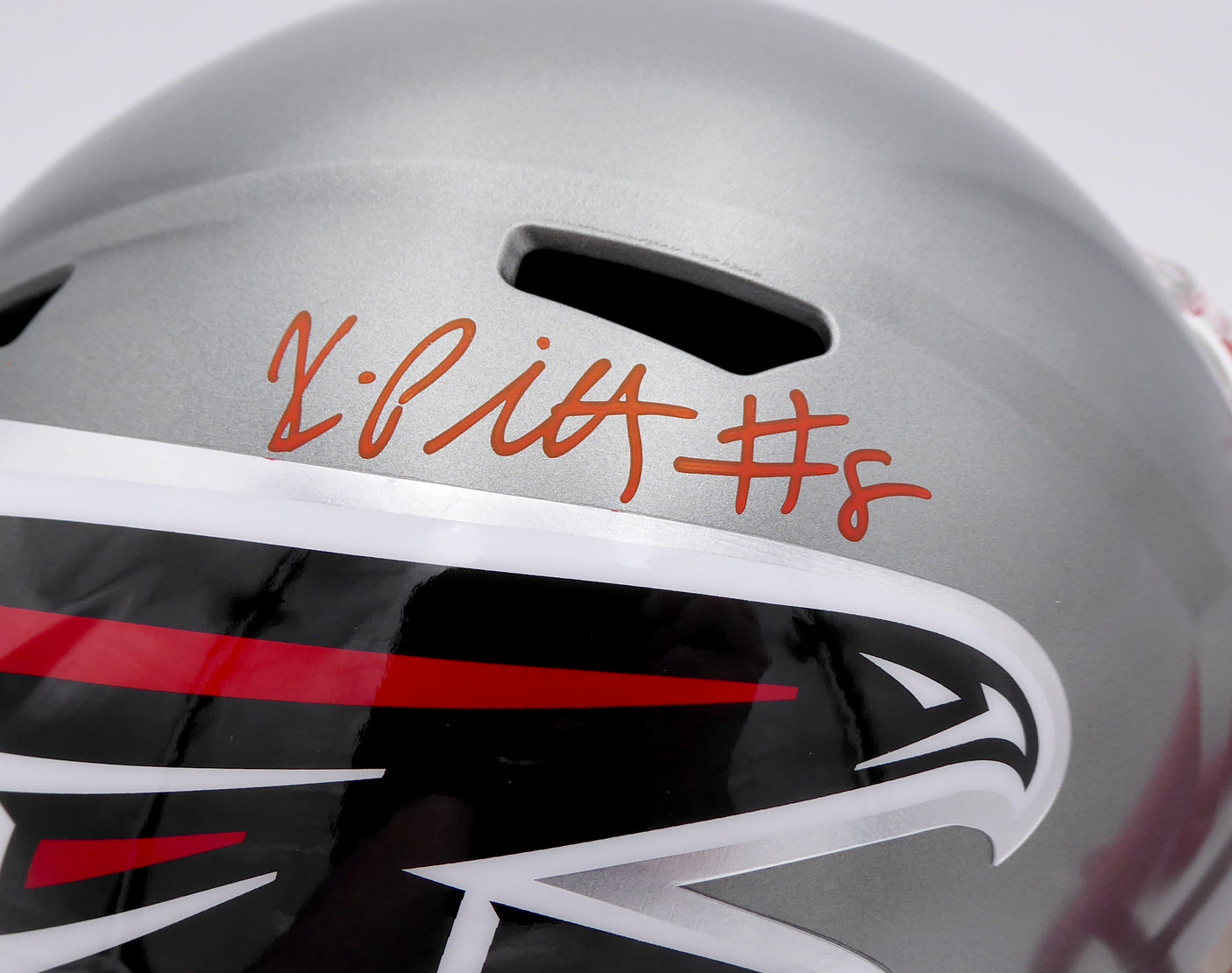 Kyle Pitts Autographed Atlanta Falcons Flash Silver Full Size Replica Speed Helmet Beckett BAS QR #WL43906