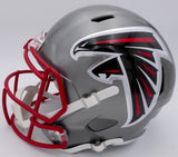 Kyle Pitts Autographed Atlanta Falcons Flash Silver Full Size Replica Speed Helmet (Scuff) Beckett BAS QR #WL43908