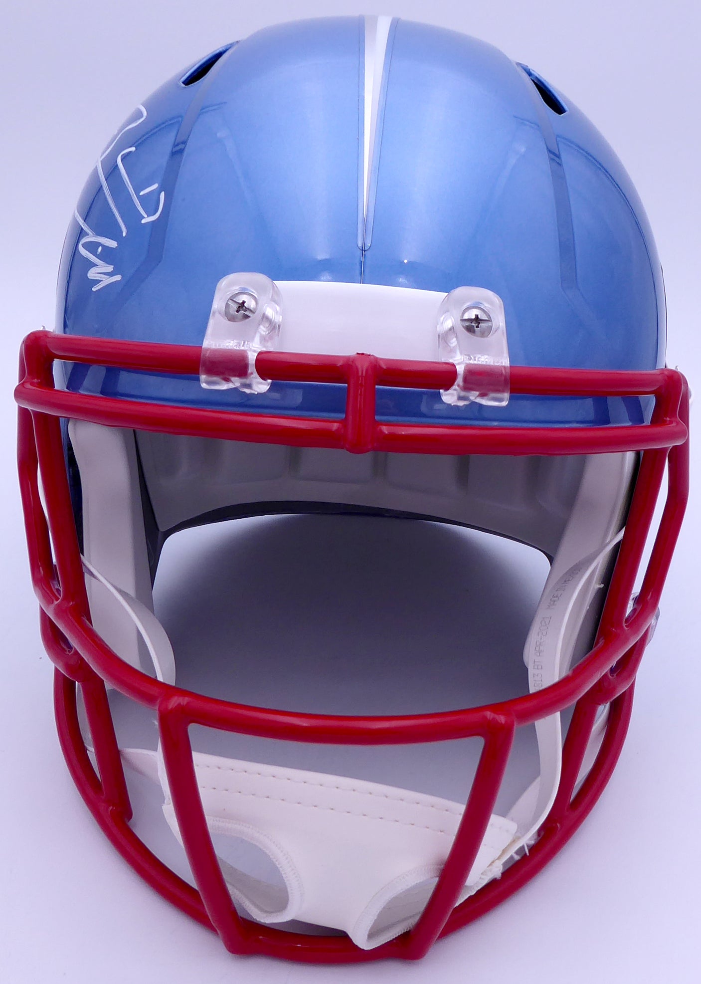 Ryan Tannehill Autographed Tennessee Titans Flash Blue Full Size Replica Speed Helmet (Smudge) Beckett BAS QR #WN46138